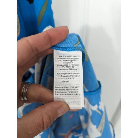 J. Crew Mercantile High‎ Low Faux Wrap Dress women's size Medium Blue floral - Picture 8 of 11